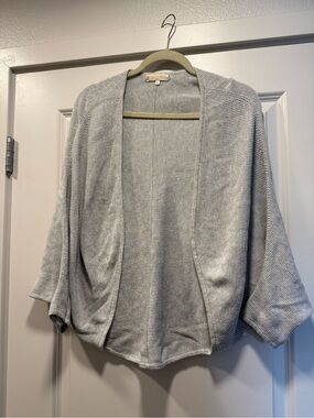 Indigenous Light Gray Open-Front Knit Cardigan